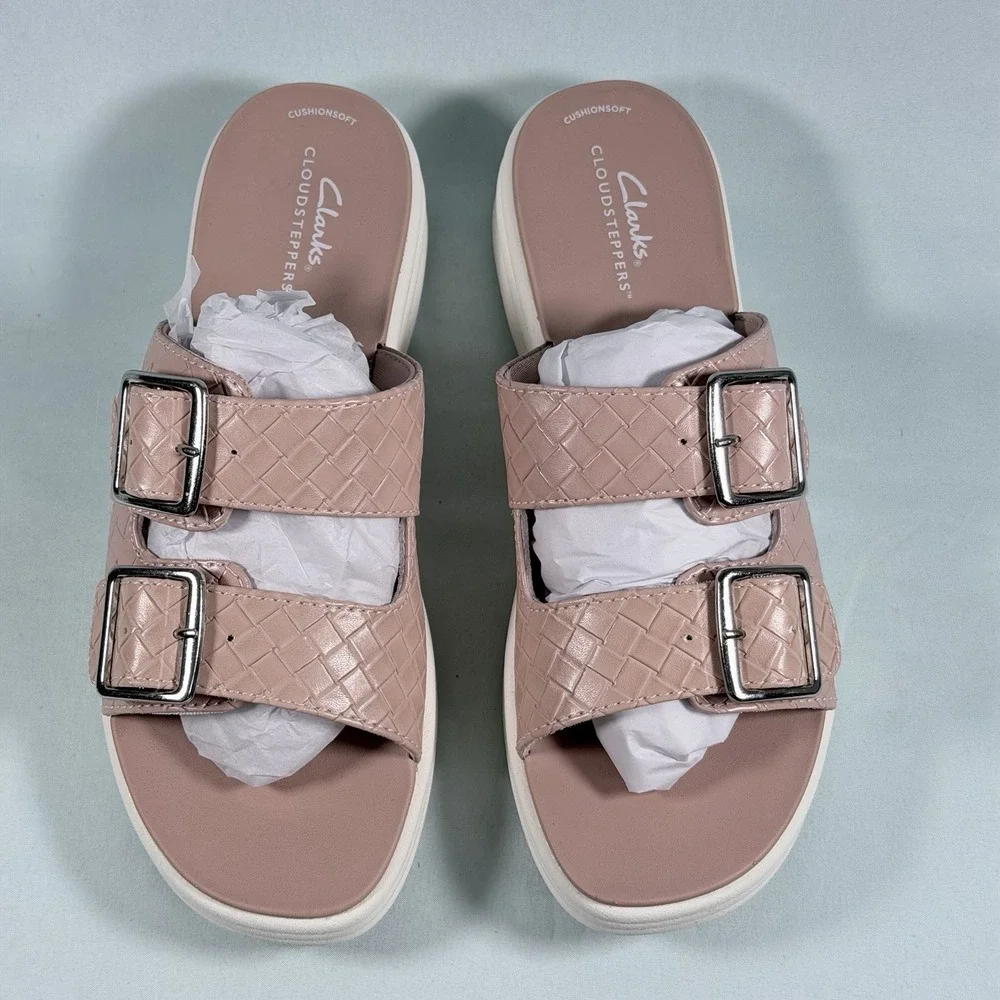 Clarks Cloudsteppers Size-9.5M Womens Sandals Drift Buckle‎ 10W Peach/Rose